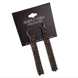 Simply Vera Vera Wang Jet Tone Crystal Star and Moon Waterfall Drop Earrings